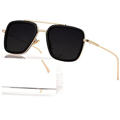  AIEYEZO Thick Frame Square Sunglasses for Men Women