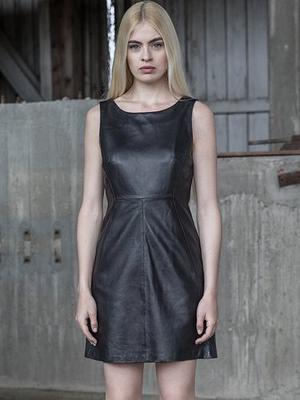 Black Zipper Street Sleeveless A-line Leather Mini Dress - Yahoo Shopping