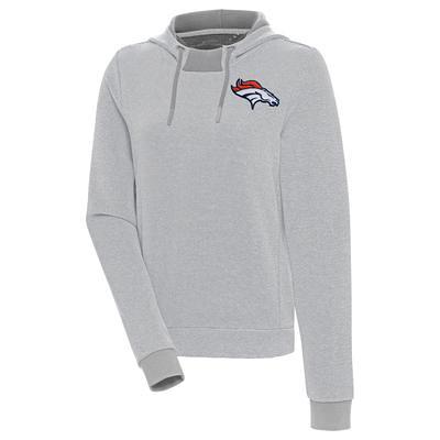 Men's Antigua Black/White Denver Broncos Axe Bunker Tri-Blend Pullover  Hoodie