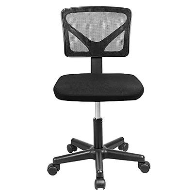 LEMBERI Fabric Padded Desk Chair No Wheels, Armless Wide Swivel Home Grey