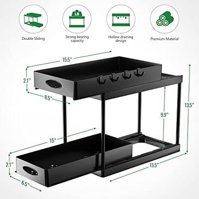 Bukfen Under Sink Organizer,Height Adjustable Pull Out Cabinet Organizer  2-Tier Slide Out Sliding Shelf Under Cabinet Storage Multi-Use for Under