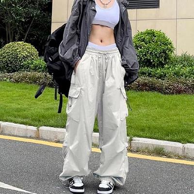 Womens Cargo Pants Baggy Parachute Y2K Teen Girls Elastic High Waisted  Pants Lightweight Drawstring Fashion Cargo Pants : : Clothing,  Shoes 