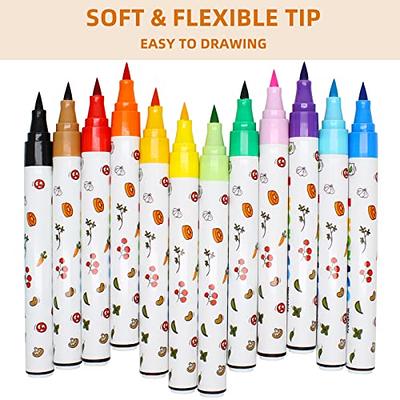 Lebze Color Markers for Kids Ages 2-4 Years, 24 Colors Washable Toddler  Markers for Coloring Books, Safe Non Toxic Felt Pen Art School Supplies for