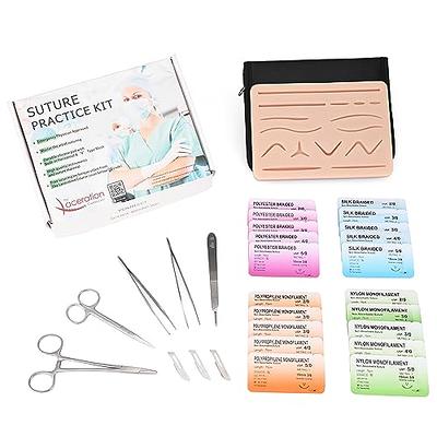 Suture Practice Kit for Medical Students - Suture Kit Includes Tool Kit,  and 16 Mixed Suture Threads with Needles - Perfect for Medical, Nursing,  and