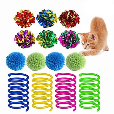 100 Pieces Cat Balls Cat Toys Cat Pom Pom Balls Cat Puff Balls Indoor Cats  Interactive Play Ball for Cat Kittens Playing and Exercising, Assorted