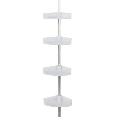 NeverRust LockTop Aluminum and Bamboo Over the Shower Caddy Satin Chrome -  Zenna Home