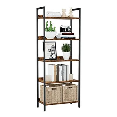 NUMENN 5 Tier Bookshelf, Tall Bookcase Shelf Storage Organizer, Modern Book  Shelf for Bedroom, Living Room and Home Office, Vintage