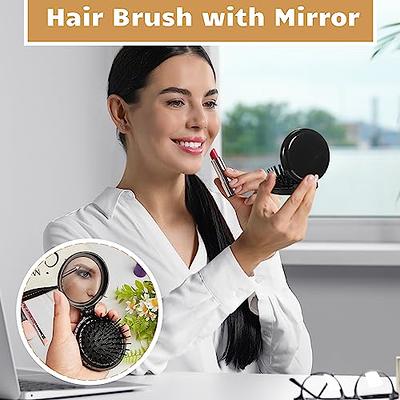 Folding Hair Brush With Mirror For Purse/pocketround Mini Compact Massage  Comb F | eBay