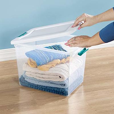 Sterilite 16 Quart 16448012 Clear Storage Tote with White Lid 16-3