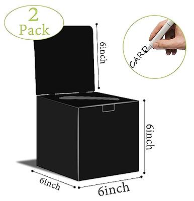 ALBEN Ballot Box for Suggestions Donations Raffles White Glossy Cardboard  Boxes with Removable Header in Medium Size 6x6x6 inches with Slot for