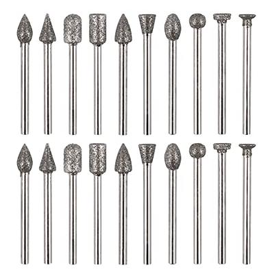 Stone Carving Set Diamond Burr Bits Compatible with Dremel, 46Grit 150Grit  24PCS Polishing Kits Rotary Tools Accessories with 1/8'' Shank for