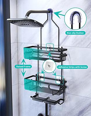 AKTECKE Corner Shower Caddy, 2 Pack Adhesive Shower Corner Organizer  Shelves, No Drilling Stainless Steel Shower Storage Rack with  Hooks&Toothpaste