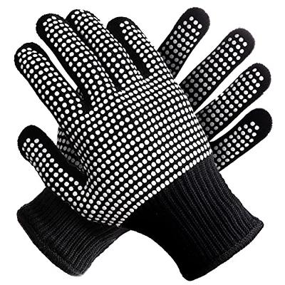 2 Pcs Heat Resistant Gloves With Silicone Bumps Black and 