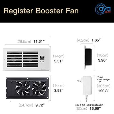 AyA Gear Smart register vent, Quiet ac vent fan with Thermostat Control,  Heating Cooling Register booster fan Fits 4 x 10 Register Holes, Brown