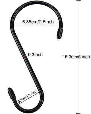12 Pack 4 Inch Vinyl Coated S Hooks With Rubber Stopper Non Slip Heavy Duty S  Hook, Steel Metal Black Rubber Coated Closet S Hooks For Hanging Jeans  Plants Jewelry Pot Pan