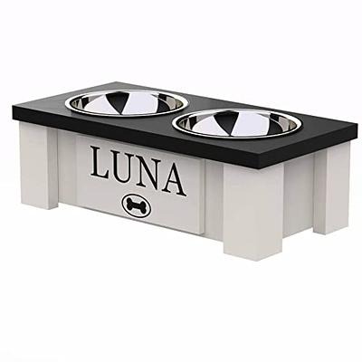 Personalized Elevated Dog Bowl Stand with Internal Storage - Grey –  GrooveThis Woodshop