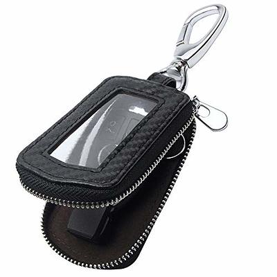 Buffway Car Key Cover,Genuine Leather Car Smart Key Chain Coin Holder Metal Hook