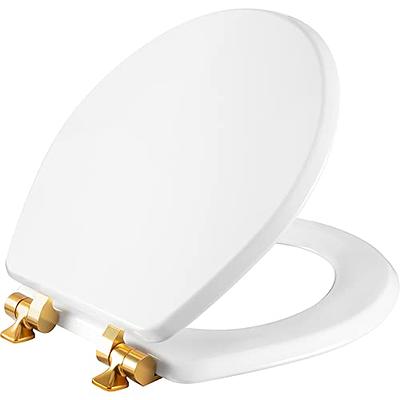 Mainstays Round Wood Toilet Seat with EZ-Off Hinges, White 