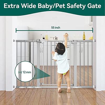 Babelio Metal Baby Gate, 29-48'' Auto Close Easy Install Pet Gate, Extra  Wide Walk Thru Child Safety Gate with Door, Pressure Mounted Dog Gate for