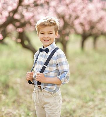 Adjustable Suspender for Kids with Bow Twin Pack Navy Blue