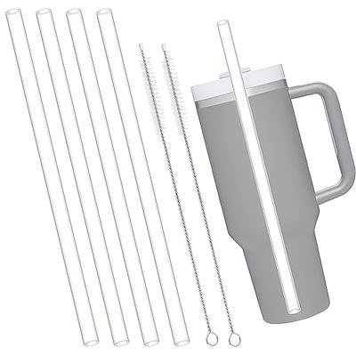 GLASS Straws for 40 oz, 30 oz Cup Tumbler, Compatible with Stanley 40oz  30oz Tumbler, Set of 6 Reusable Straws with Two Cleaning Brush, Glass straw