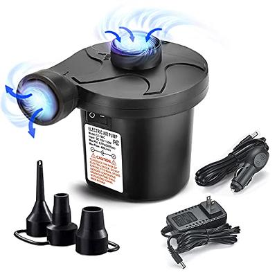 AGPTEK Electric Air Pump with 3 Nozzles, 110V AC12V DC, Portable Quick-Fill  Perfect InflatorDeflator Pumps for Outdoor Camping, Inflatable Cushions