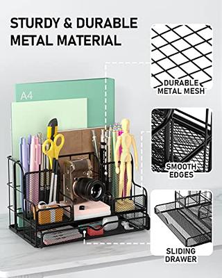 Marbrasse 3 Tier Mesh Desk Organizer with Drawer, Multi-Functional Desk  Organizers and Accessories, Paper Letter Organizer with 2 Pen Holder for  Home