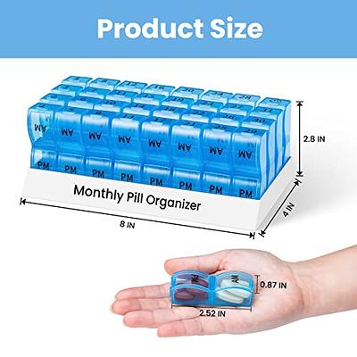 Monthly Pill Organizer 2 Times a Day, one Month Pill Box AM PM, 30 Day Pill  Case Small Compartments to Hold Vitamin and Travel Medicine Organizer, 31