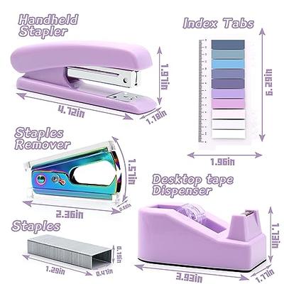  Cute Purple Hand Stapler Tape Dispenser Set, Scissors