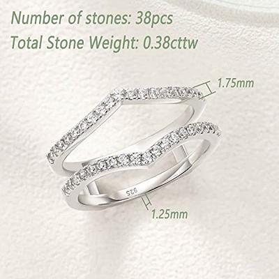 Wuziwen Women Guard Engagement Ring 925 Sterling Silver Ring Enhancer 5A CZ  Band