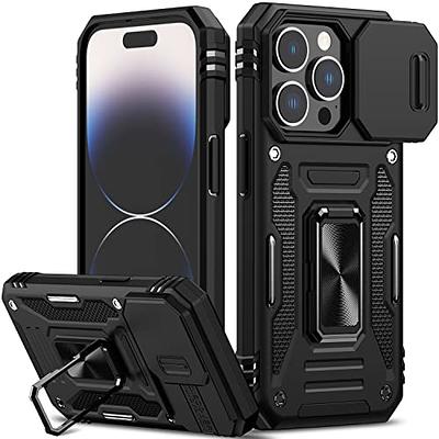 Goton for iPhone 14 Pro Max Case with Screen Protector - Slide Camera Cover  Phone Case with Ring Stand, Heavy Duty Military Grade Shockproof Rugged
