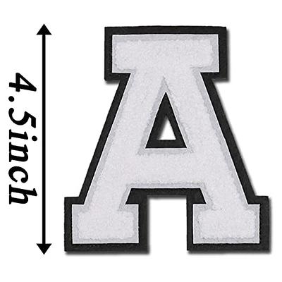 4Pcs White Chenille Letter, 2.2 Iron on Letters Patches, Chenille Letter  Patches for Clothing (A)