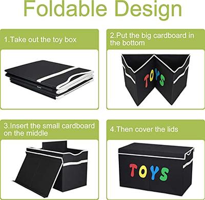 VERONLY Kids Toy Box Chest Organizer Bins for Boys Girls, Large Fabric Collapsible Storage Basket Container with Flip-Top Lid & Handles