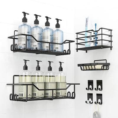 Dyiom Shower Caddy Adhesive Bathroom Shelf Wall Mounted, in Black