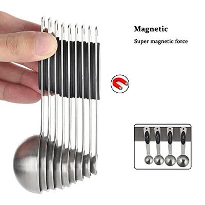 Magnetic Measuring Cups Set, 7 Pieces 18/8 Stainless Steel Stackable  Nesting Heavy Duty Metal Measure Cups, Color Silicone Handle Kitchen Tools  for