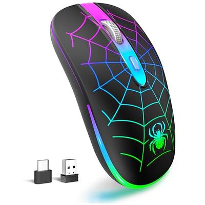 Uciefy Q5 Slim Rechargeable Wireless Mouse, 2.4G Portable Optical Silent  Ultra Thin Wireless Computer Mouse with USB Receiver and Type C Adapter