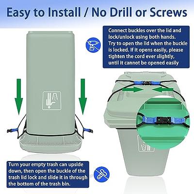 Trash Can Lock for Animals, Bungee Cord Garbage Lid Lock for 50-96