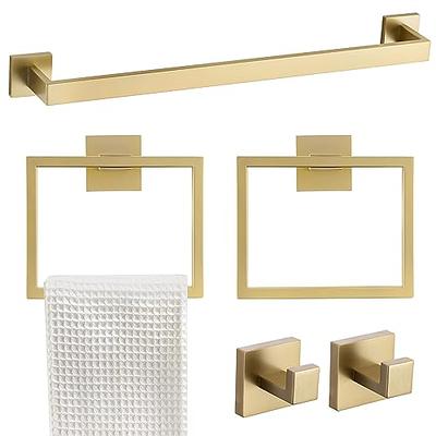 Ntipox 4 Piece Stainless Steel Matte Black and Brushed Gold Bathroom Hardware Set Include Hand Towel Ring Holder, Toilet Paper Holder,and 2 Robe Towel