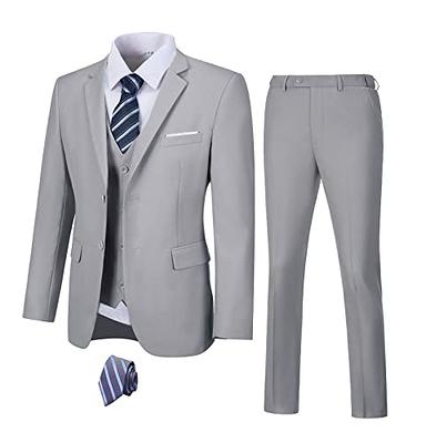 Men Suits 3 Pieces Suit Set Slim Fit Wedding Groomsmen Prom Dress Suit  Tuxedo Formal Business Suit Jacket Vest Pants Gray-M - Yahoo Shopping