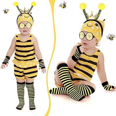 Bee Costume Kit for Girls Women Halloween Party Dress Up-Antenna  Headband+Arm Warmers+High Socks+Tutu Skirt