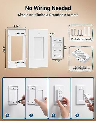 Fosmon Wireless Remote Control Electrical Outlet Switch (2 Pack) - ETL  Listed, (15A, 125V 1875W) Remote Light Switch Outlet Plug with Braille  (On/Off)