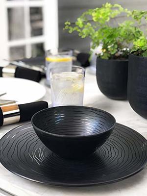 CUAEIBEY Melamine Dinnerware Set-12 Piece Dinner Dishes Set  Indoor and Outdoor Use Melamine Plates and Bowls Dinnerware Sets Dishwasher  Safe Party Camping Dish Set for 4 (Matte Black): Dinnerware Sets