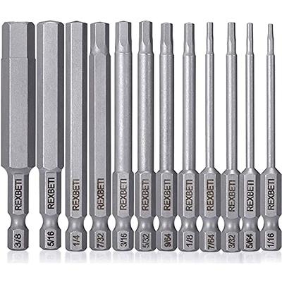 Rannb 1/8 Hex Head Screwdriver Bit Set 1/4-Inch Hex Shank S2 Steel 2-Inch  Long Magnetic Drill Bits - 10pcs 