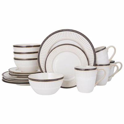 MALACASA Blance 32-Piece Marble Gray Porcelain. Dinnerware Set