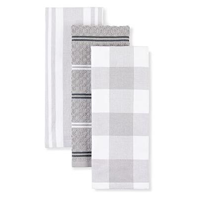 Food Network 2 Kitchen Towels Grey and White