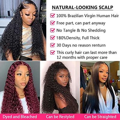 13x4 Deep Wave Lace Front Wigs Human Hair Deep Curly Lace Front Wigs  Glueless Lace Frontal Wigs Brazilian Virgin Human Hair HD Transparent Pre  Plucked