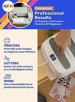 40 Sheets Iron on Heat Transfer Paper for Dark Fabrics Works with Inkjet + Laser + Cricut 8.5x11, White