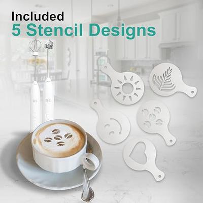Real Simple Milk Frother and Whisk Set, USB Rechargeable Milk Frother with  Stainless Steel Attachments and 5 Coffee Stencils, Perfect Handheld Milk  Frother for Coffee Lovers