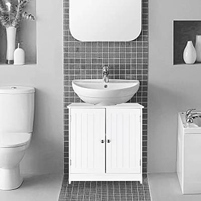 kleankin Pedestal Sink Storage Cabinet, Under Sink Cabinet with Double  Doors, Bathroom Vanity Cabinet with Shelves, White - Yahoo Shopping