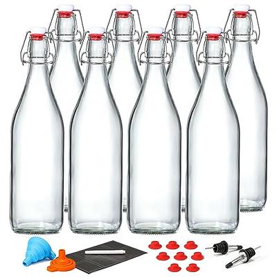 8 Pack, 33 oz (1 Liter) Swing Top Glass Bottles with Airtight